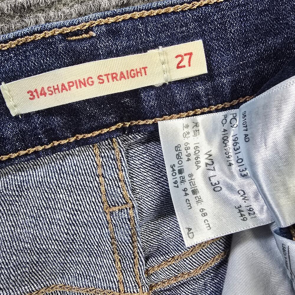 Levi's 314 Shaping Straight Jeans Womens 27x30 Blue Stretch Mid Rise - Picture 3 of 9